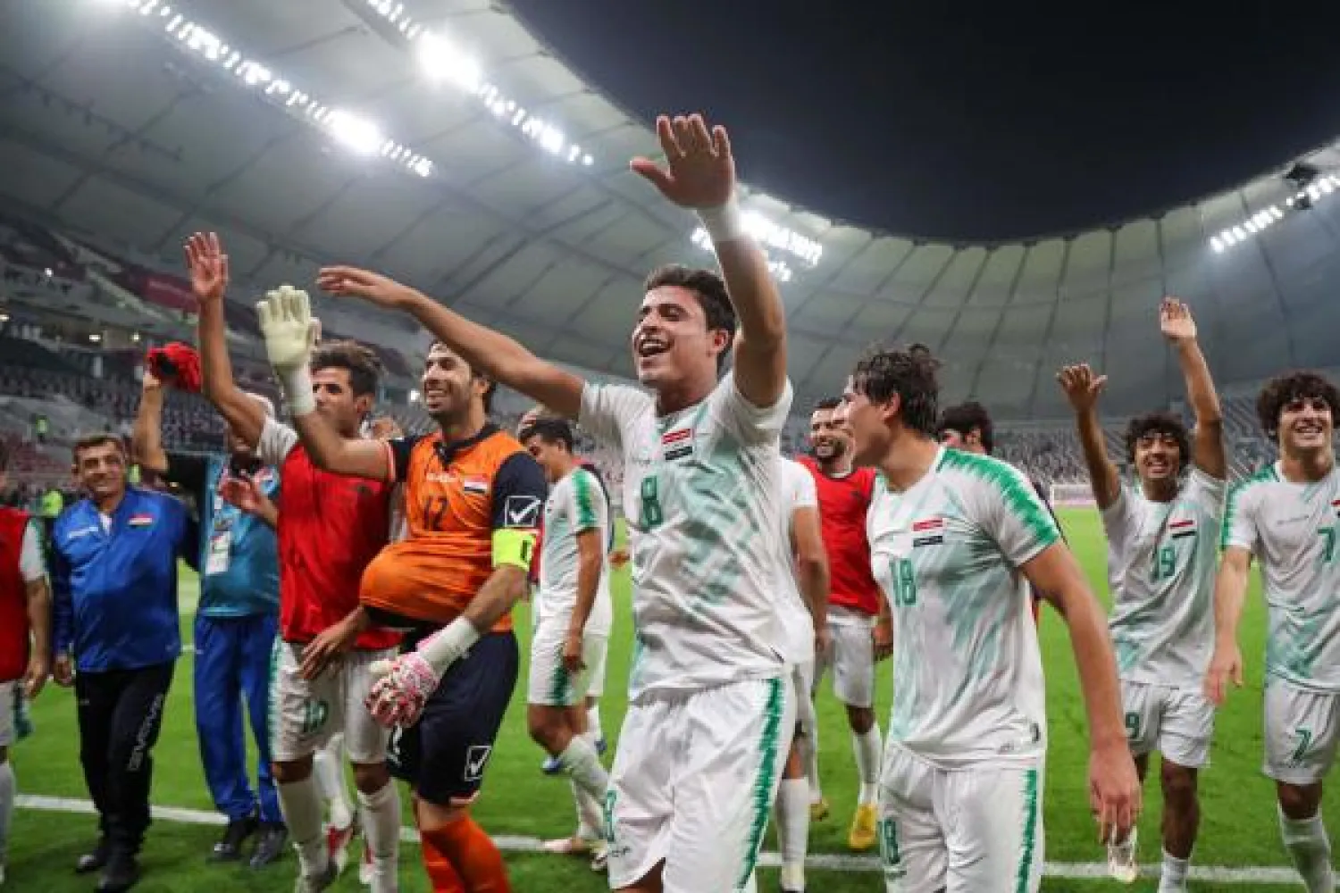 ثأر العراق بذلك لهزيمته أمام قطر في دور الستة عشر لكأس آسيا في يناير كانون الثاني (ا.ف.ب)