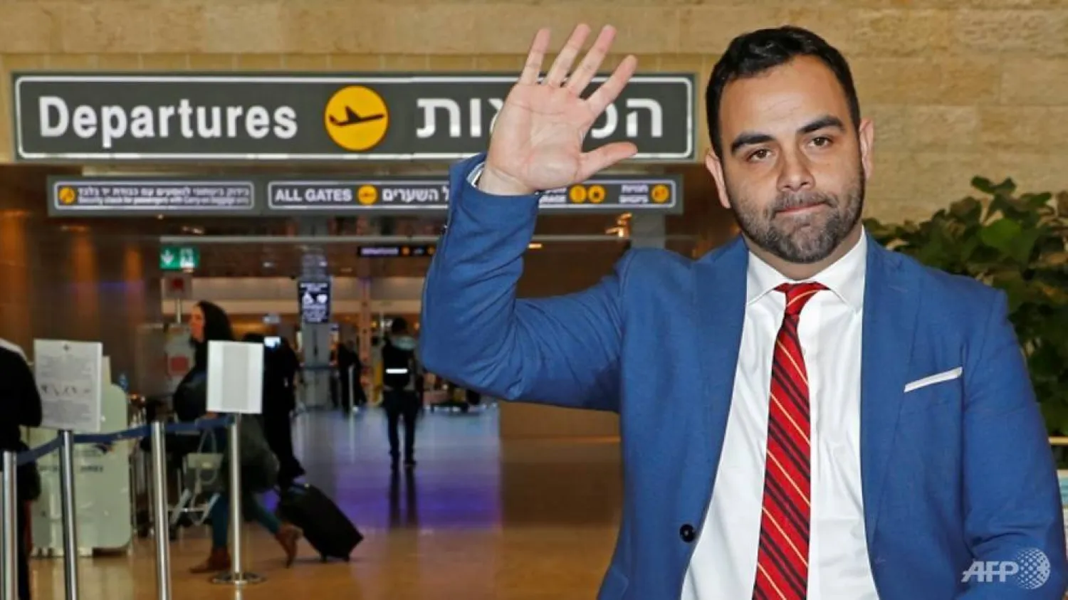 HRW's Omar Shakir at Ben Gurion Airport after being expelled from Israel. (File photo: AFP)