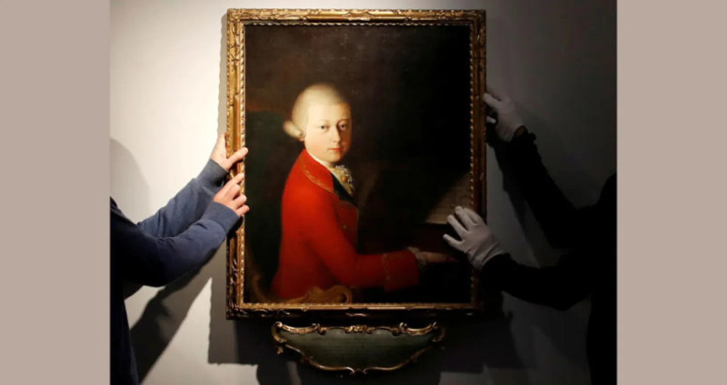 لوحة موتسارت لدى عرضها بدار كريستيز (رويترز)