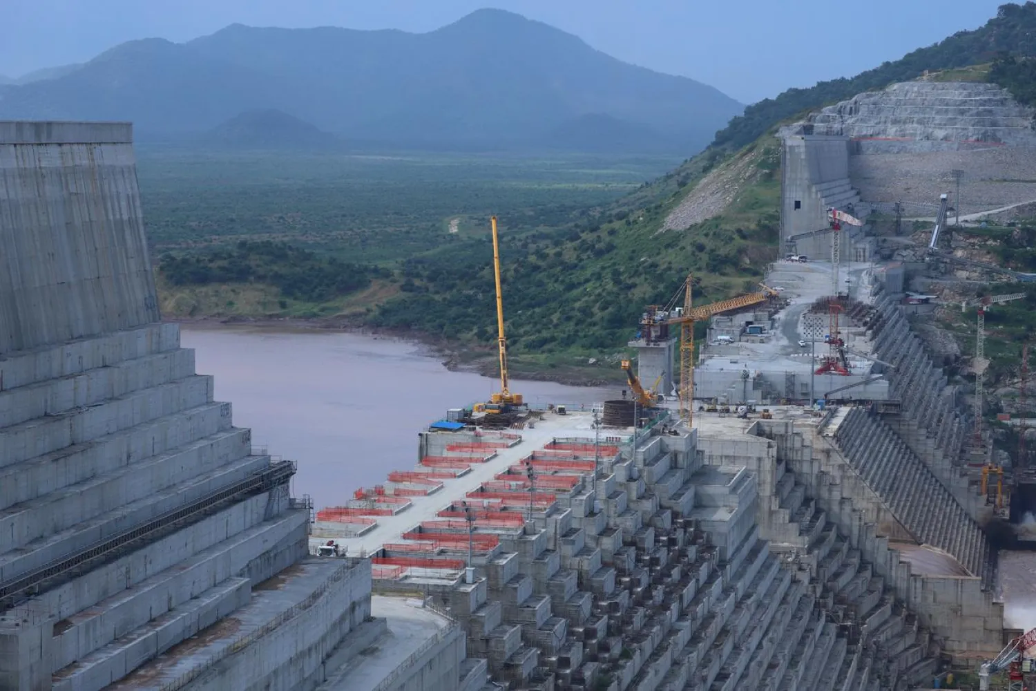 Ethiopia's Grand Renaissance Dam is seen as it undergoes construction work on the river Nile in Guba Woreda, Benishangul Gumuz Region, Ethiopia September 26, 2019. Picture taken September 26, 2019. REUTERS/Tiksa Negeri/File Photo