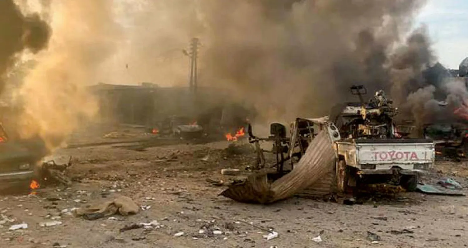 صورة تداولتها مواقع سورية عن تفجير تل حلف أمس