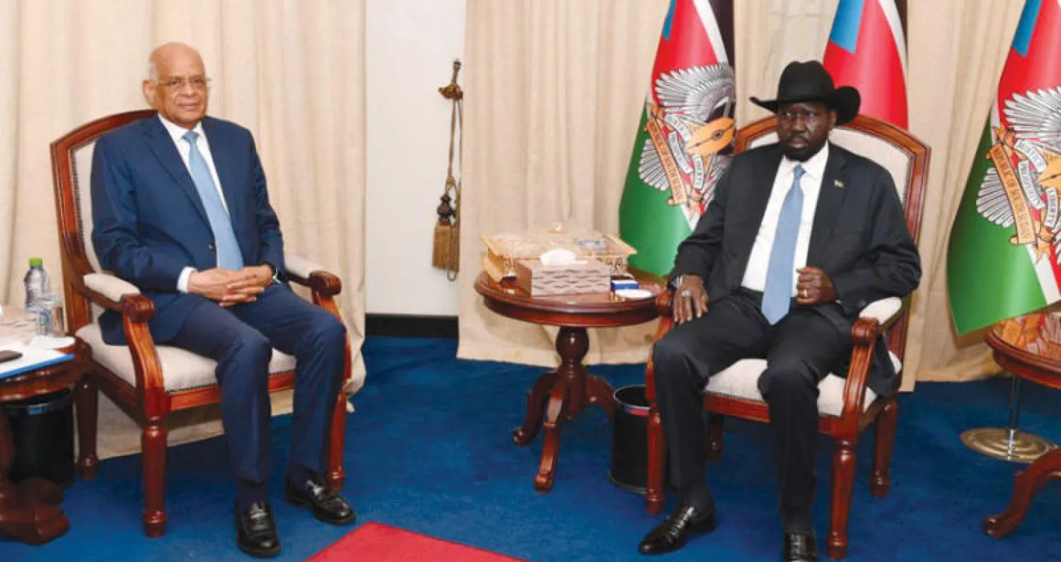 رئيس البرلمان المصري علي عبد العال خلال زيارته جوبا ولقائه الرئيس سيلفا كير ميارديت (الشرق الأوسط)