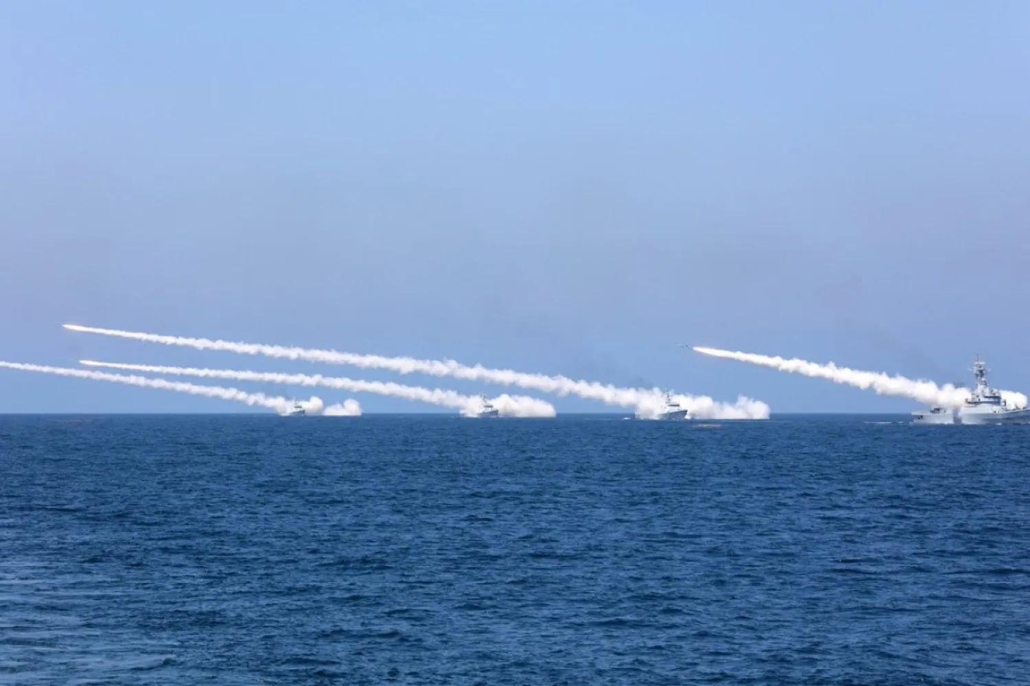 Chinese naval warships fire missiles during exercises in the Bohai Sea and Yellow Sea, off China's east coast. (Reuters file photo)
