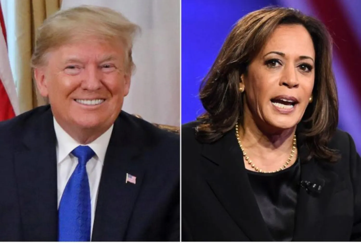الرئيس الأميركي دونالد ترمب (يسار) والنائبة الديمقراطية كامالا هاريس (تويتر)