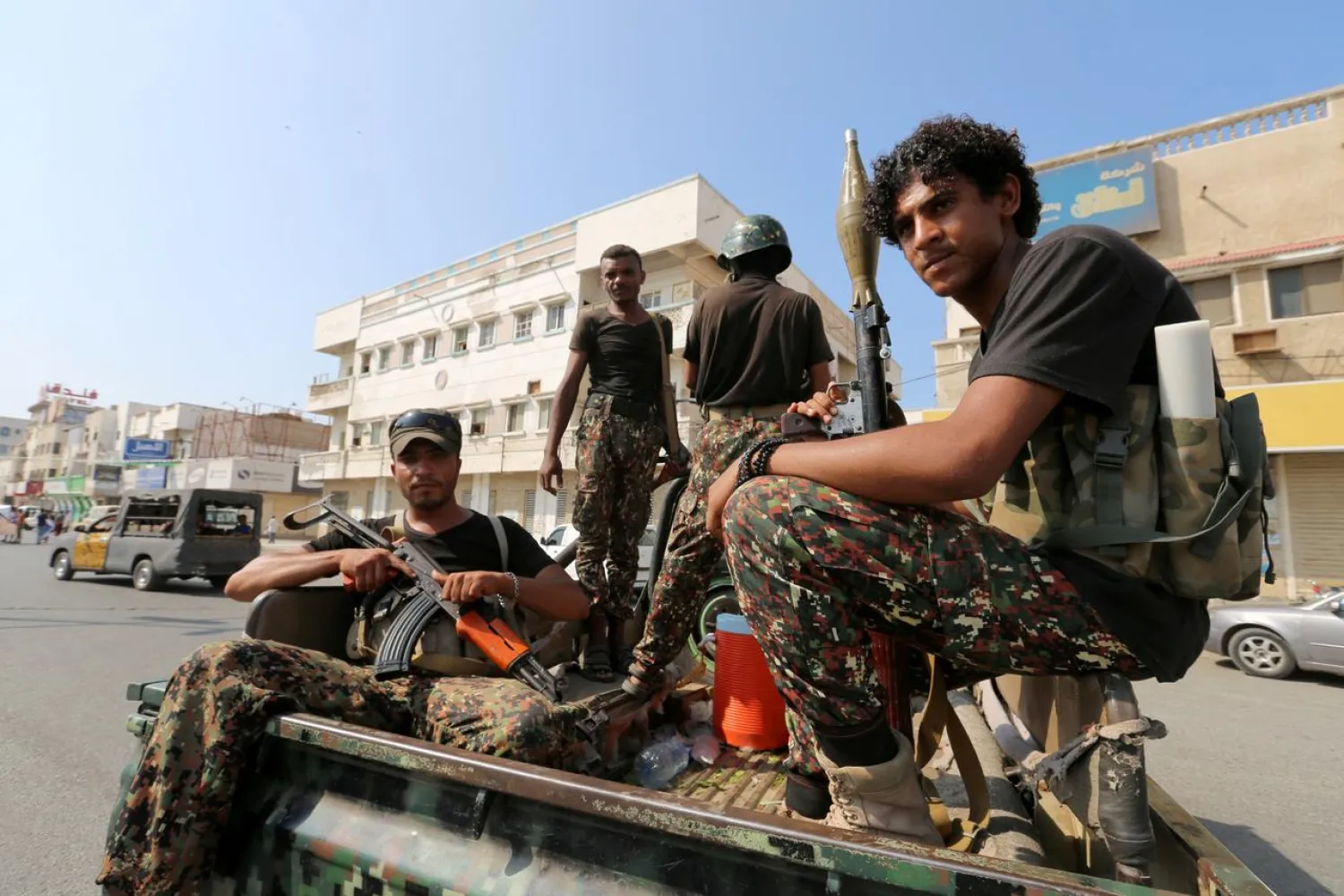 Houthi militants patrol a street in Hodeidah, Yemen December 10, 2018. (Reuters)