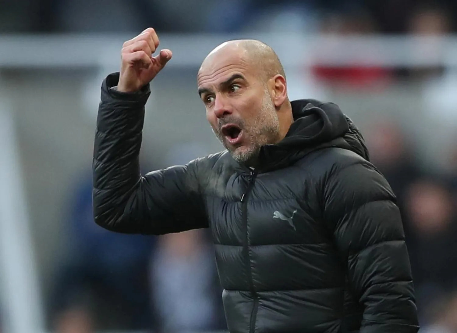 Manchester City manager Pep Guardiola gestures during a Premier League match against Newcastle last month. (Reuters)