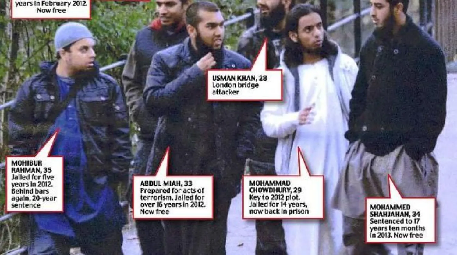The extremists jailed with Khan in 2012 over a plot to blow up the London Stock Exchange, three of whom are now free. The Daily Mail