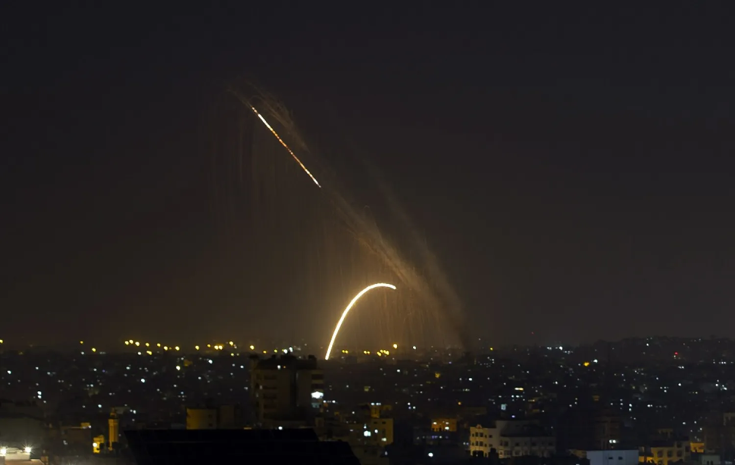 Rockets are launched from the Gaza Strip towards Israel, November 13, 2019. (AP)