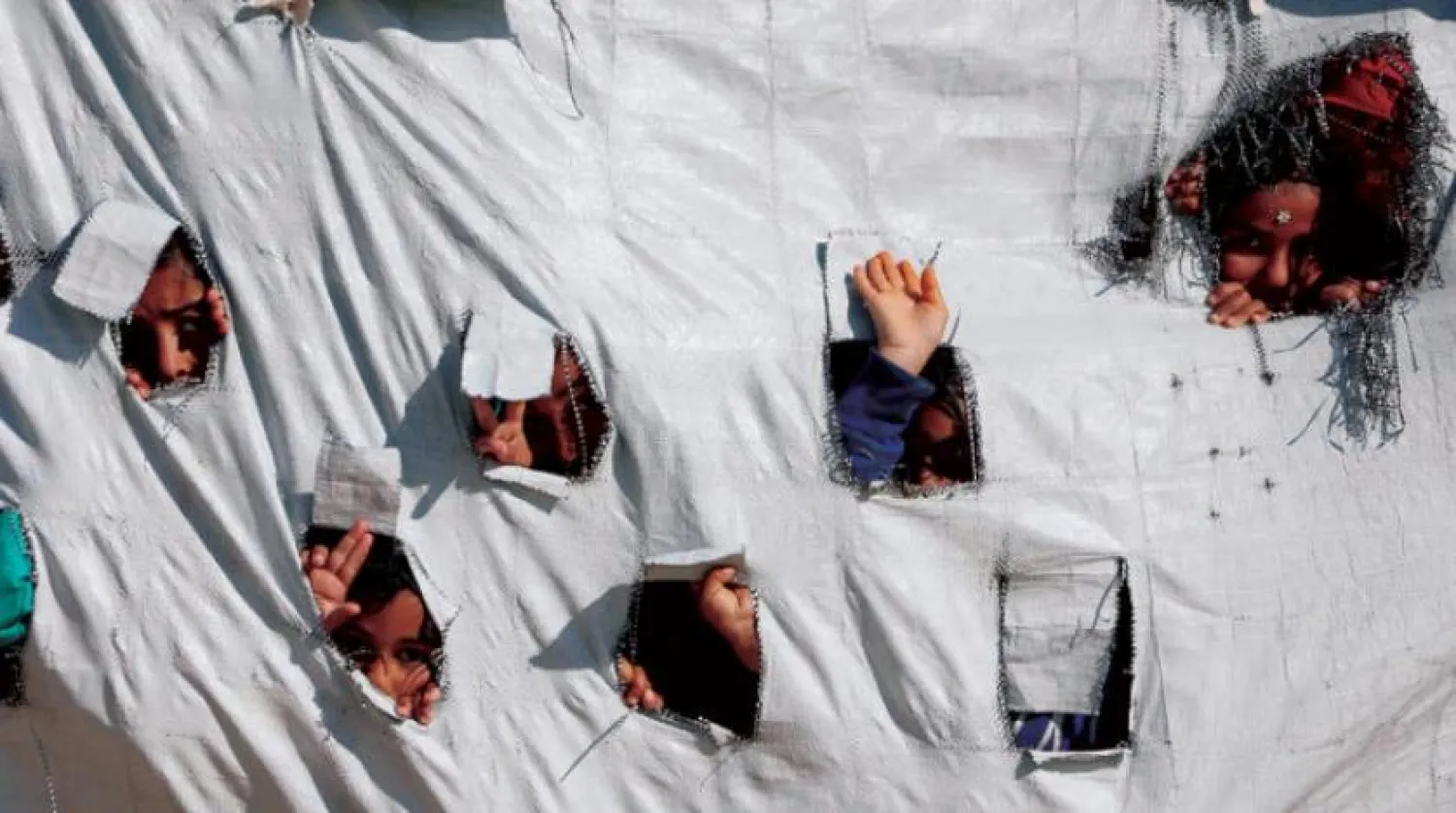 Children in al-Hol displacement camp in Hasaka governorate last April  | Photo: Reuters