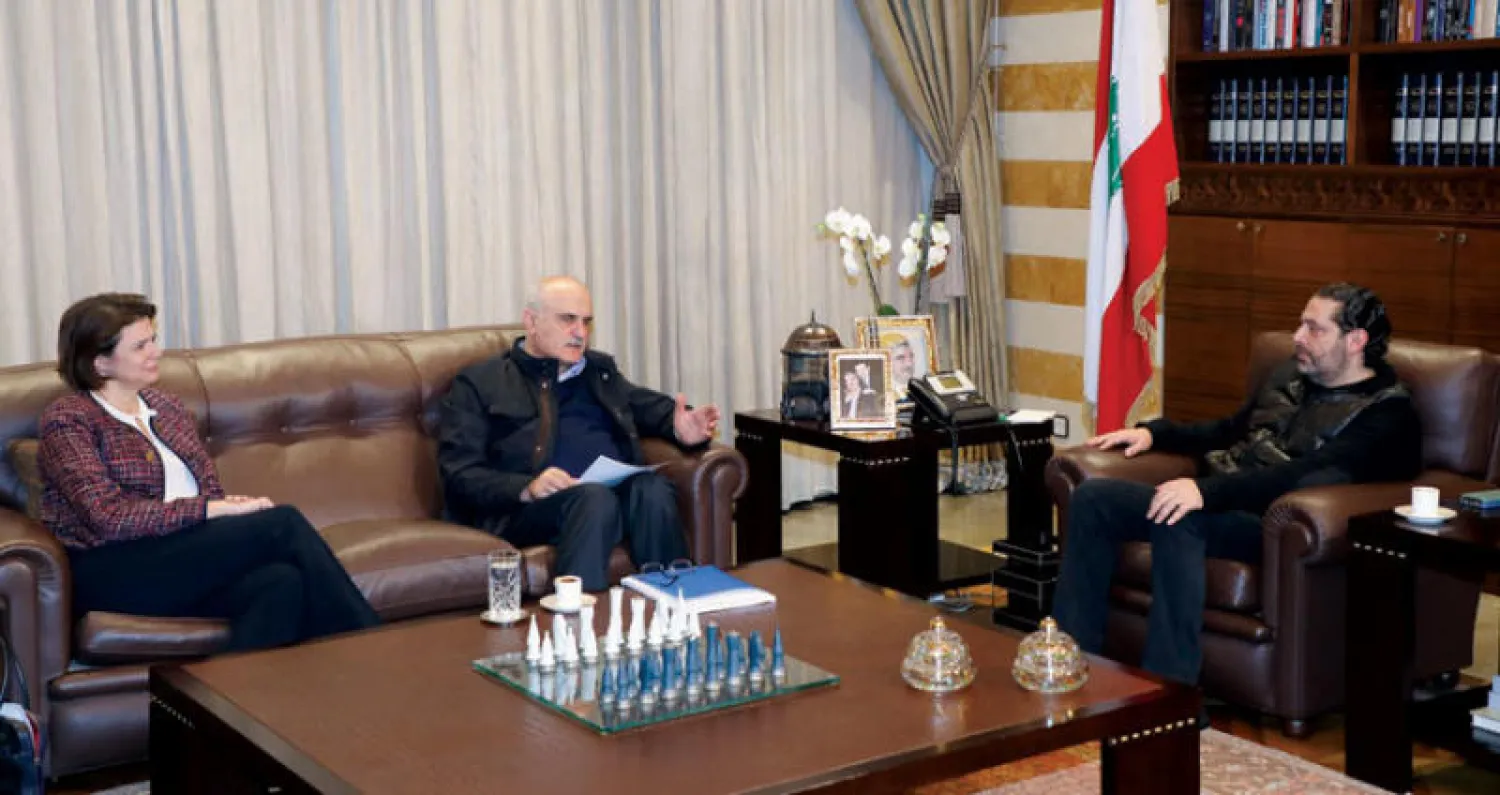 الرئيس سعد الحريري مجتمعاً أمس مع وزير المال علي حسن خليل ووزيرة الداخلية ريا الحسن (دالاتي ونهرا)