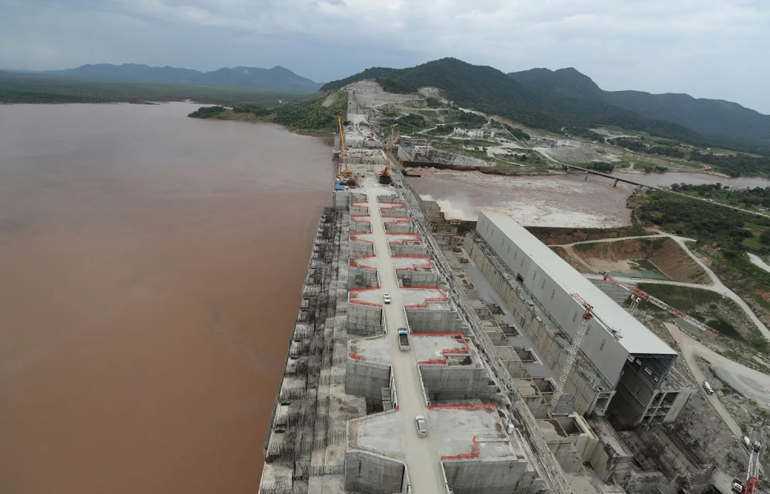 The Grand Ethiopian Renaissance Dam is seen as it undergoes construction work on the river Nile in Guba Woreda, Benishangul Gumuz Region, Ethiopia, Sept. 26, 2019. (Reuters)