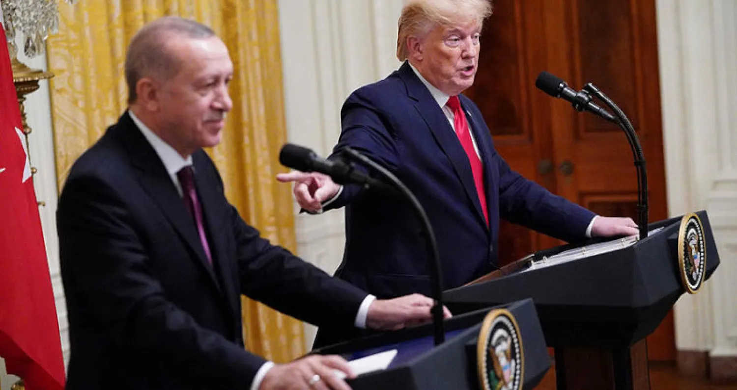 جانب من مؤتمر صحافي عقده ترمب وإردوغان في واشنطن الشهر الماضي (أ.ف.ب)