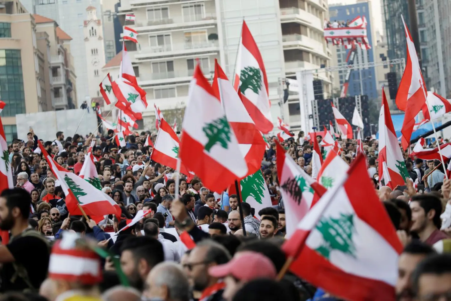 People attend a parade, on the 76th anniversary of Lebanon's independence, at Martyrs' Square in Beirut, Lebanon November 22, 2019. (Reuters)
