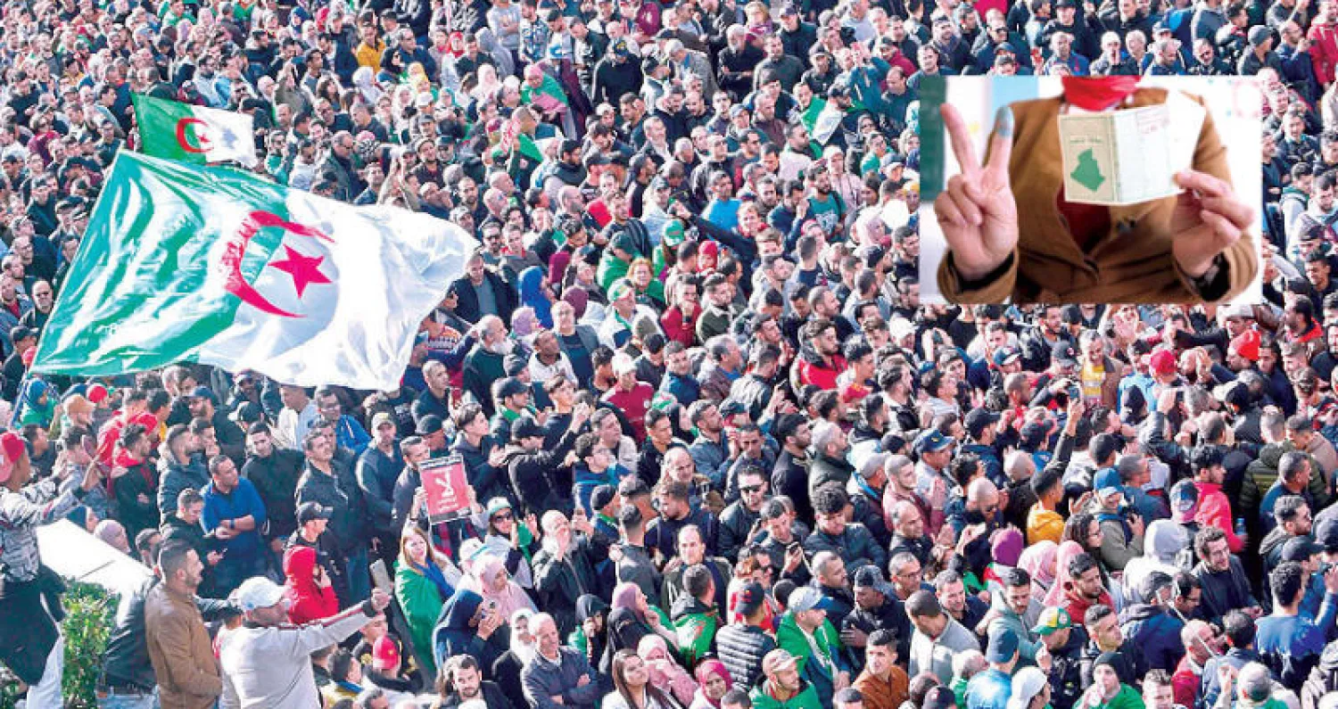 مظاهرات في العاصمة أمس رفضاً للانتخابات (أ.ف.ب) وفي الإطار سيدة بعد تصويتها (إ.ب.أ)