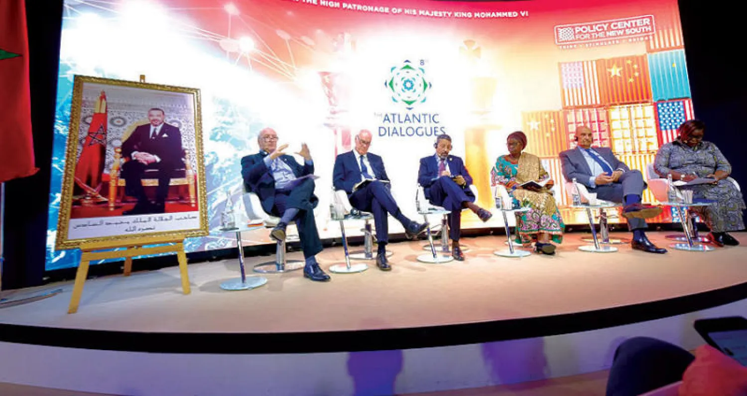 جانب من جلسة «النظام العالمي في ما بعد النظام الأميركي» ضمن الحوارات الأطلسية في مراكش