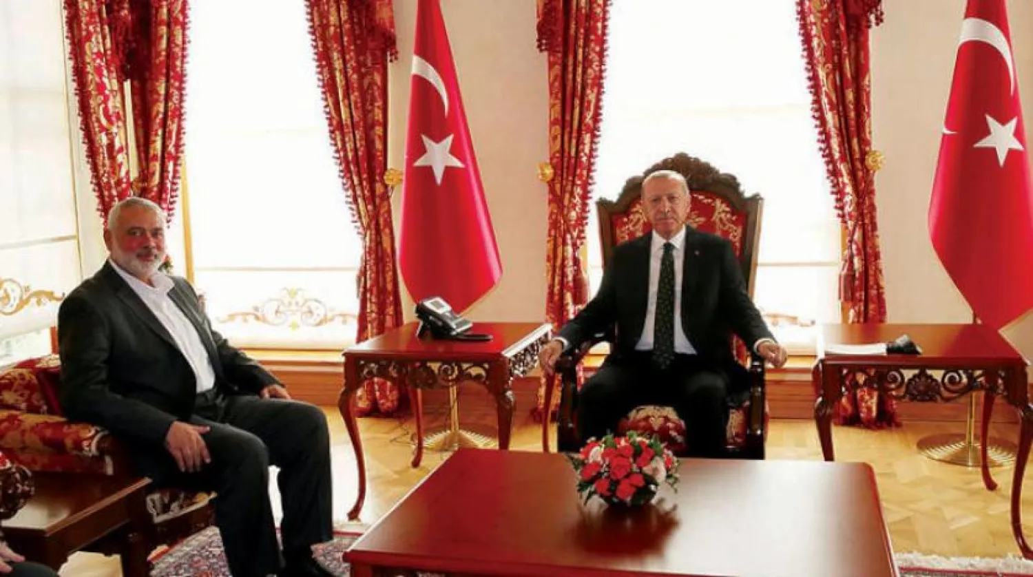 Hamas'ın Siyasi Büro Şefi İsmail Heniyye ve Cumhurbaşkanı Recep Tayyip Erdoğan (AFP)