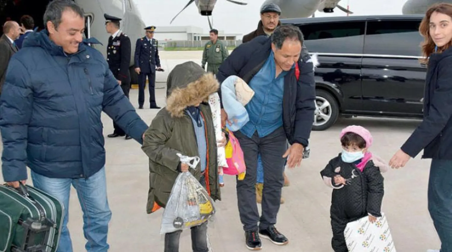 Sick children arrive from Libya to Ciampino in Rome, Italy, 17 December 2019. Five Libyan children will be treated in Rome. EPA/Telenews