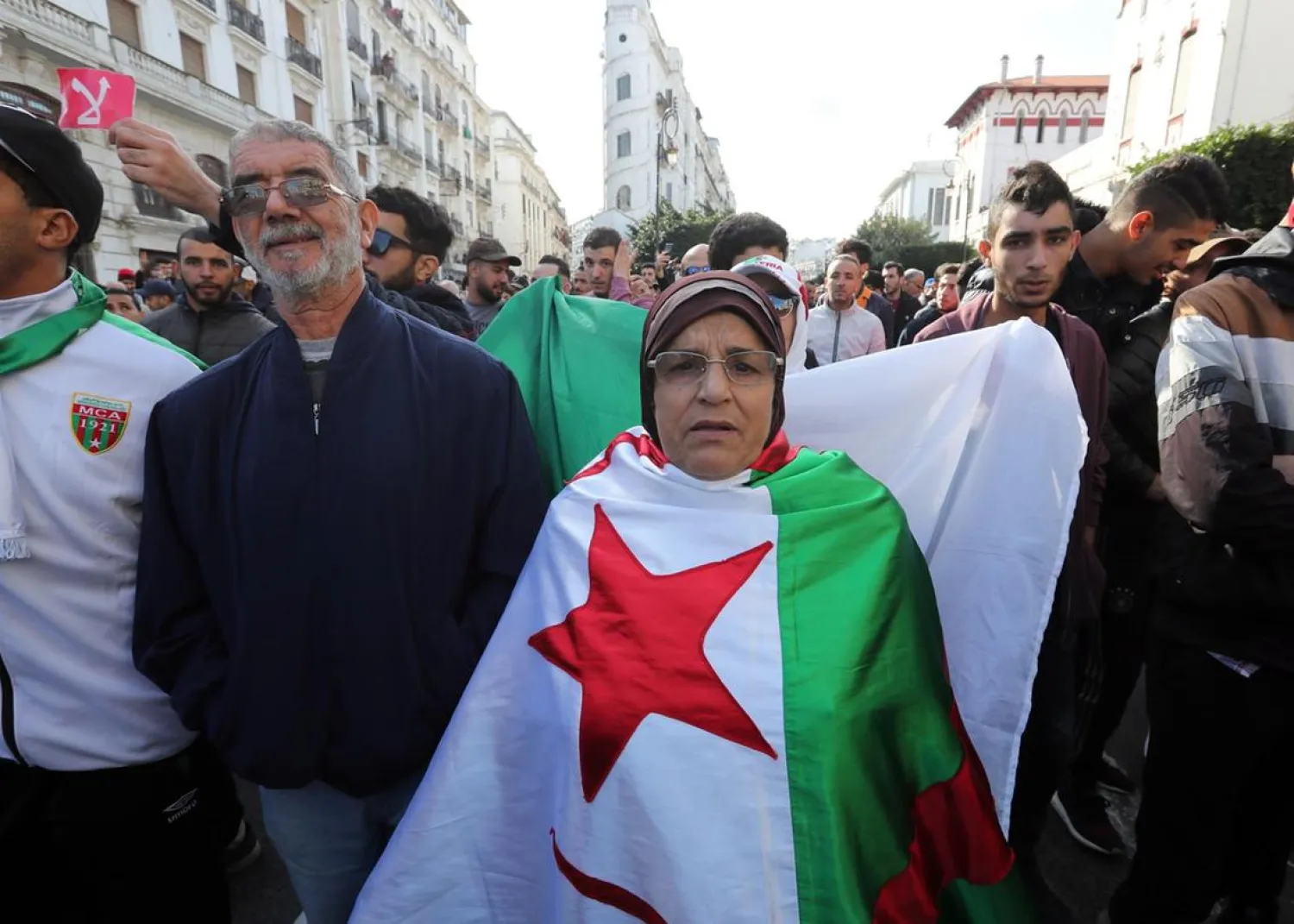 Algerians chant slogans during a protest rally in Algiers, Algeria. (EPA)