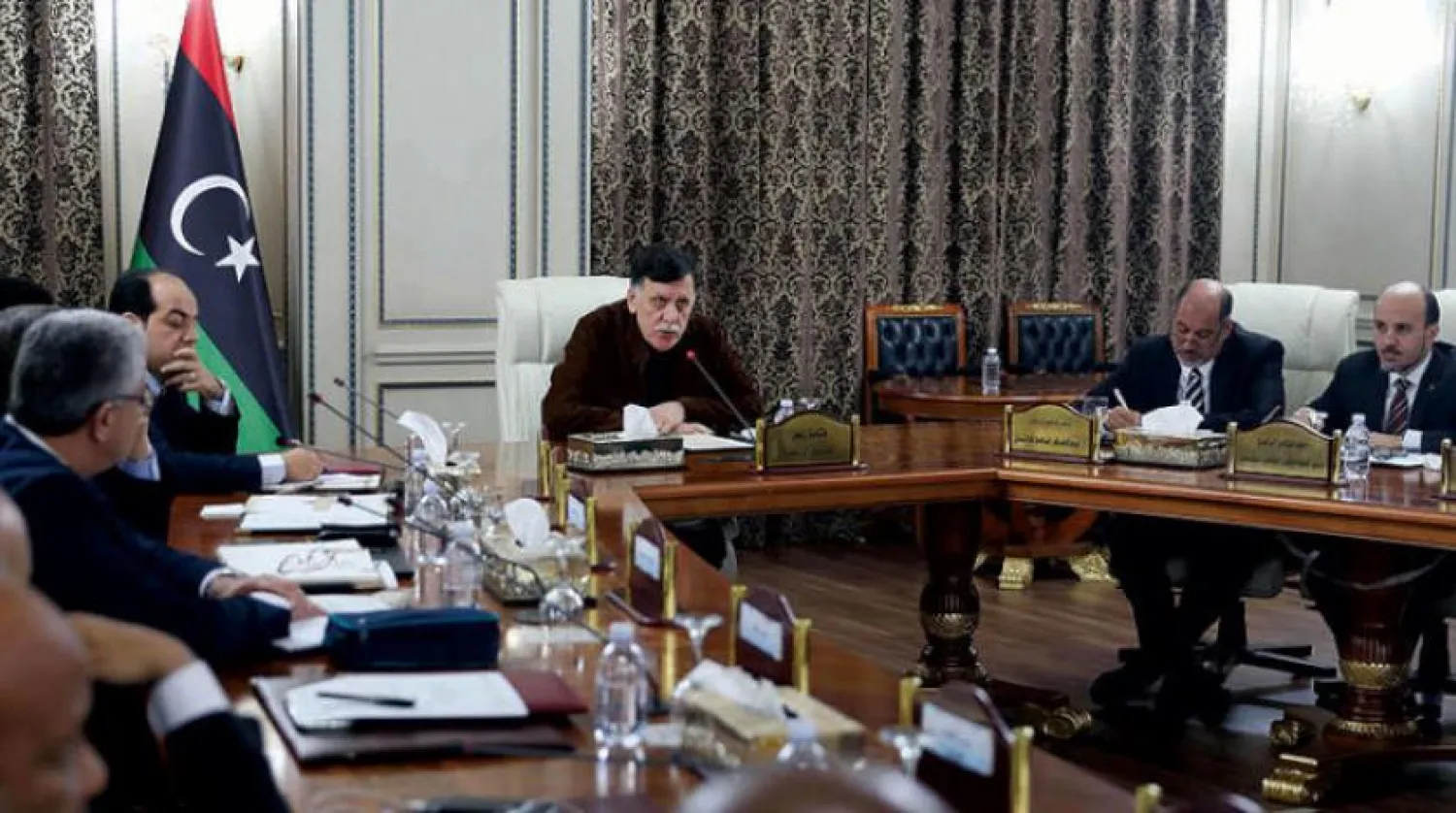 Head of Libya’s Government of National Accord Fayez al-Sarraj during his meeting with members of his government in Tripoli on Friday, December 20, 2019 (AFP)