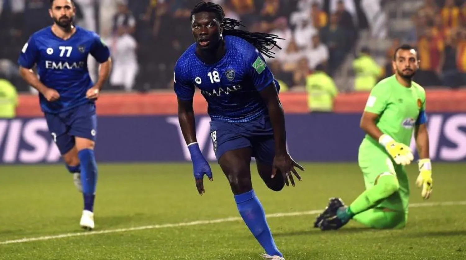 Al Hilal's Gomis celebrates after scoring against Esperance. (SPA)
