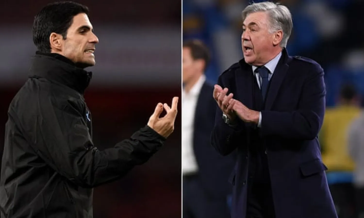  ‘Until very recently the balance here would have been reversed. Ancelotti would have seemed the perfect fit for Arsenal. Arteta would have looked a fair choice for Everton.’ Composite: PA, Getty Images
