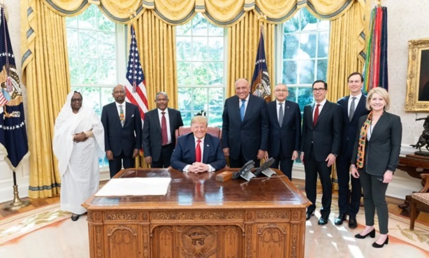 US President Donald Trump after meeting with top representatives from Egypt, Ethiopia, and Sudan on the Grand Ethiopian Renaissance Dam (GERD) (File photo: Trump's Twitter account)