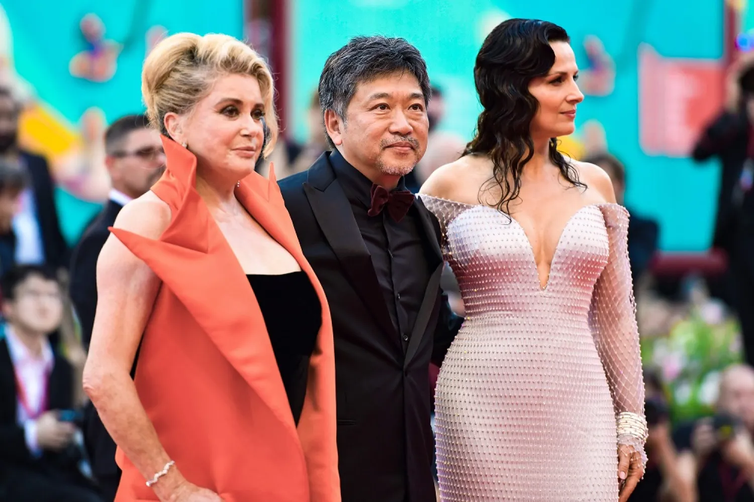  French actress Catherine Deneuve, Japanese director
Hirokazu Kore-eda and French actress Juliette Binoche arrive for ‘The
Truth’ presented in competition at the 76th Venice Film Festival
August 28, 2019. — AFP pic