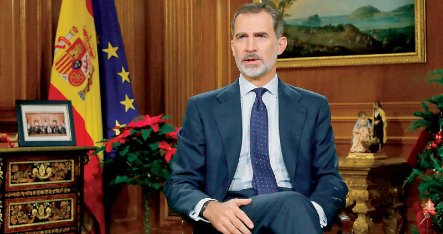 العاهل الإسباني يلقي خطاب الميلاد في مدريد أمس (أ.ب)