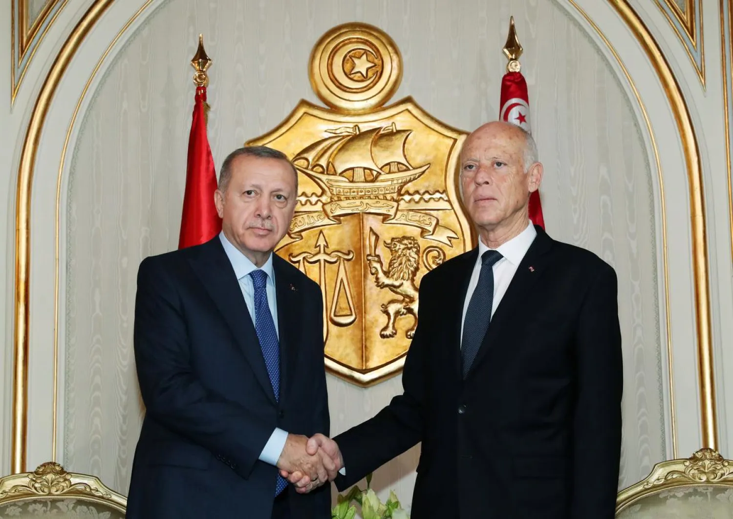 Turkey's President Recep Tayyip Erdogan meets with Tunisia's President Kais Saied in Tunis, Tunisia, December 25, 2019. (Reuters)