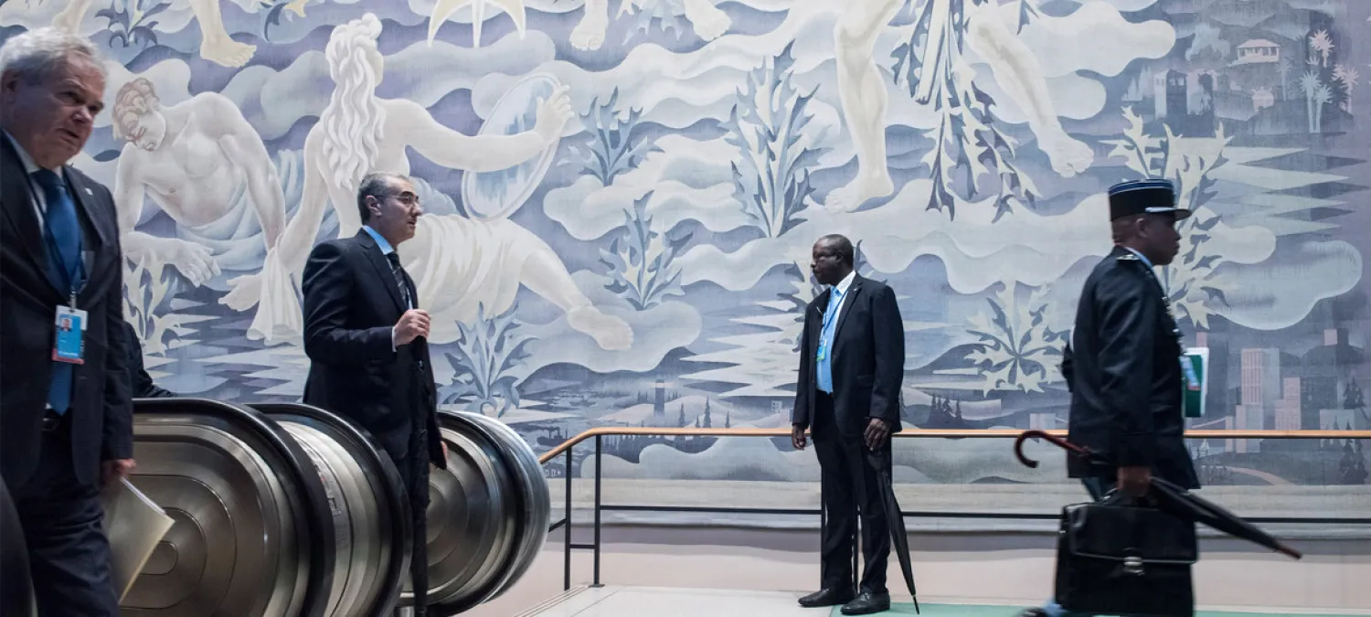 Scene at UN Headquarters during High-level Week of 73rd General Assembly. Delegates arrive at UN headquarters on the first day of the General Assembly's seventy-third general debate..25 September 2018, United Nations, New York | UN Photo/Kim Haughton
