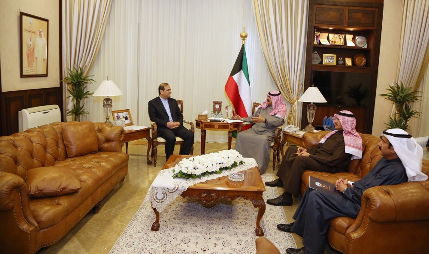 Kuwaiti deputy Foreign Minister Khaled Al-Jarallah receives the Iranian ambassador to Kuwait. (KUNA)