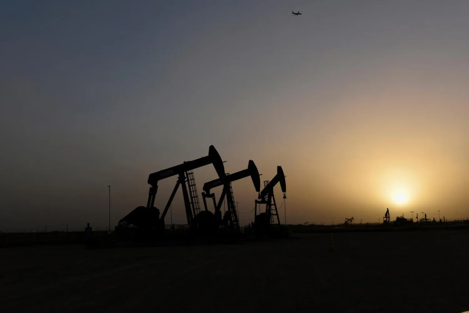 Pump jacks operate at sunset in Midland, Texas, U.S., February 11, 2019. (Reuters)