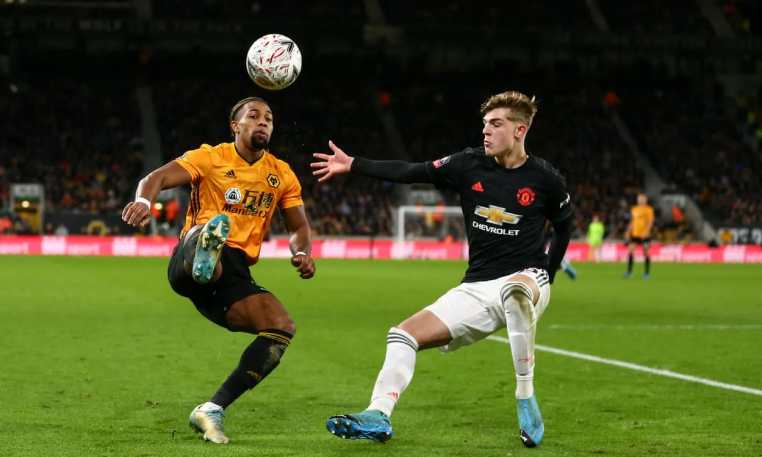Adama Traoré’s dynamism offered a reminder of the qualities missing for Manchester United. Photograph: Robbie Jay Barratt - AMA/Getty Images