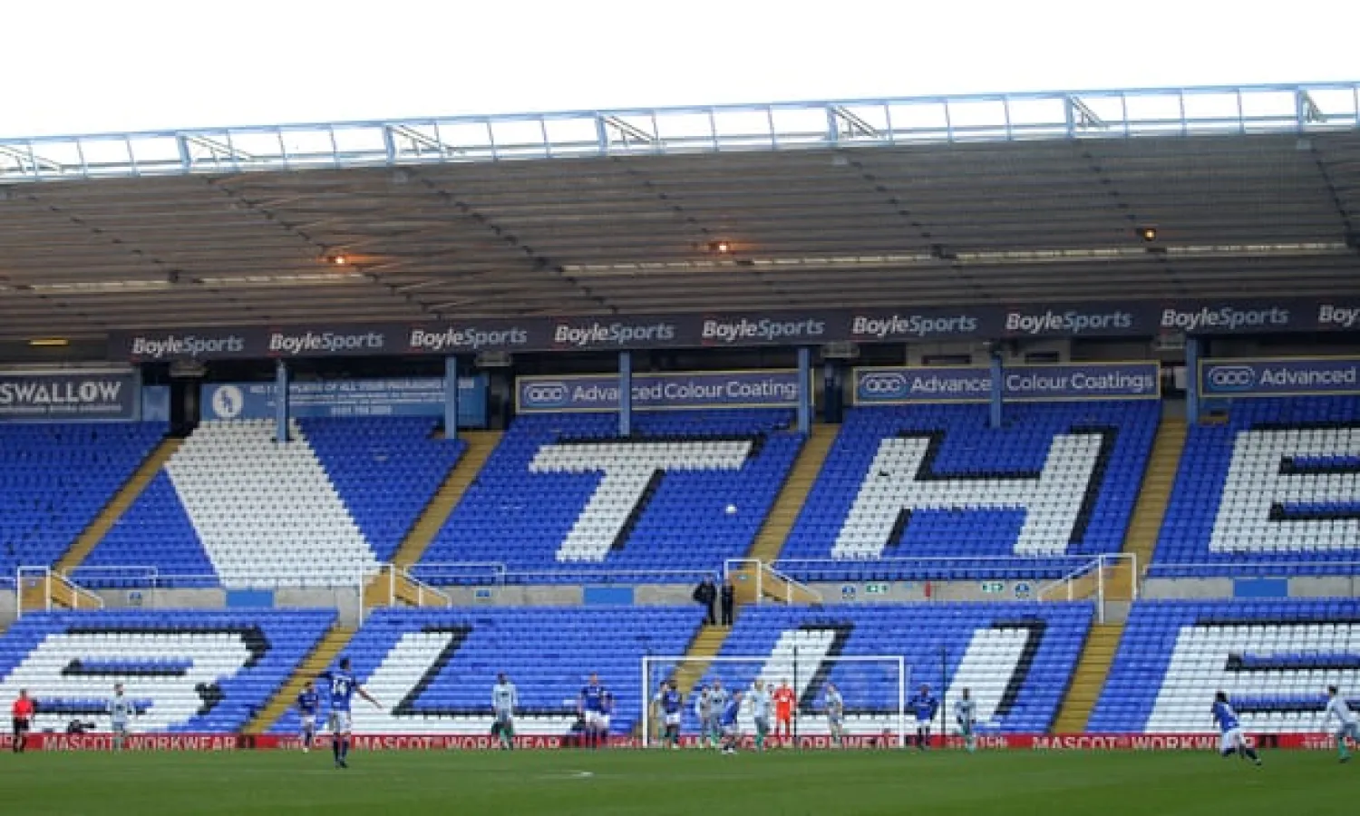  The empty Tilton Road End during the third-round tie between Birmingham City and Blackburn. Photograph: Mick Walker/CameraSport via Getty Images
