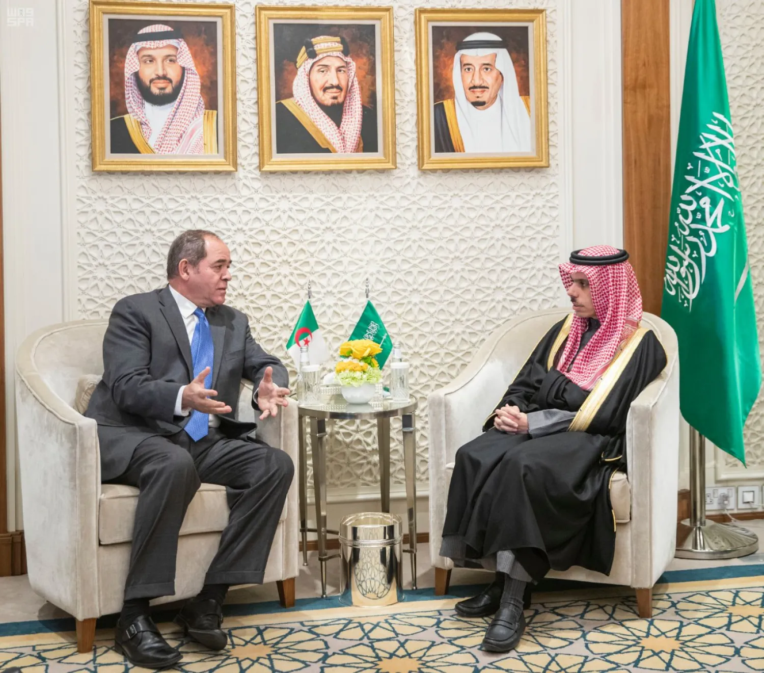 Saudi Arabia's Foreign Minister receives his Algerian counterpart. (SPA)