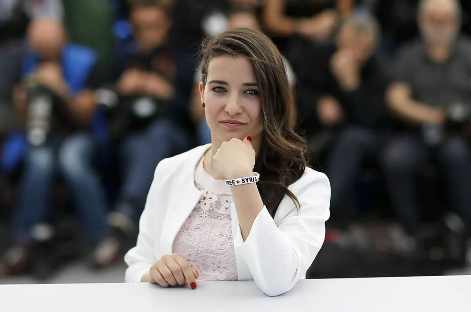 Director Waad al-Kateab poses during a photocall for the documentary film ‘For Sama’ presented as part of special screening at Cannes, France, May 16, 2019. (Reuters)