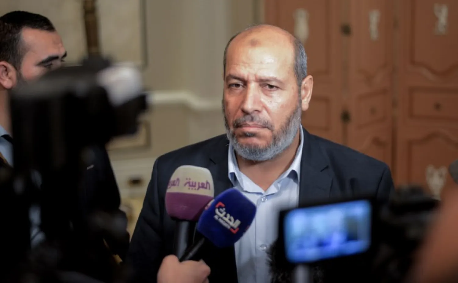 Member of Hamas Political Bureau Khalil al-Hayya during a press conference in the Egyptian capital Cairo on November 22, 2017. (AFP PHOTO / MOHAMED EL-SHAHED)