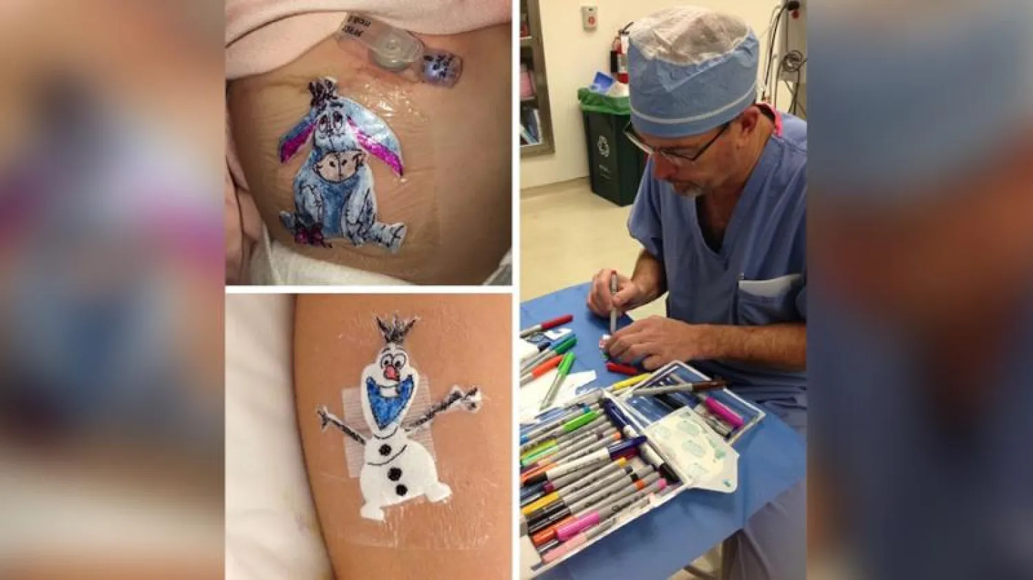 الدكتور روبرت باري يرسم على الضمادات (فيسبوك)