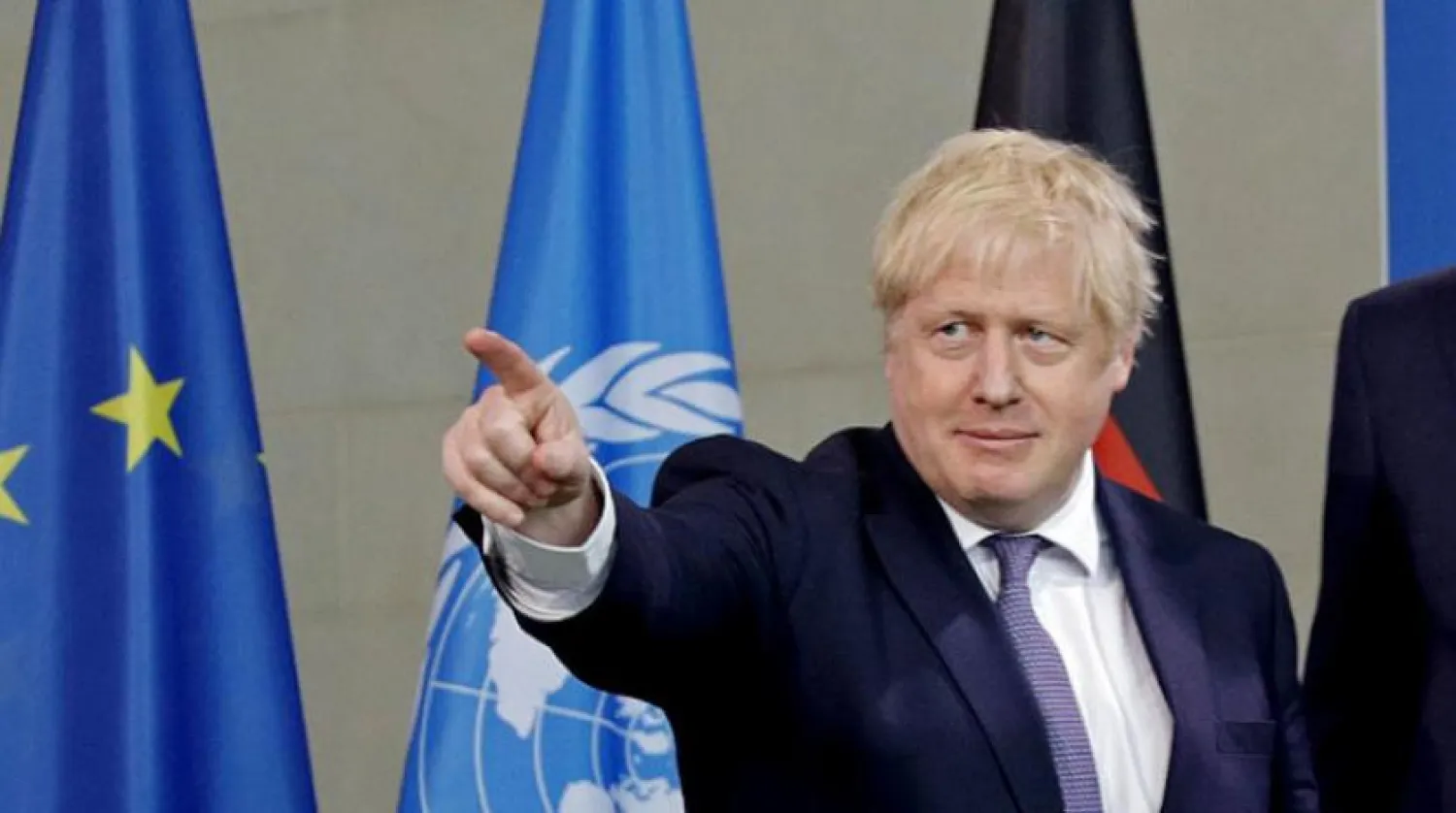 İngiltere Başbakanı Boris Johnson dün Almanya'nın başkenti Berlin'de gerçekleştirilen Libya konulu uluslararası konferansa katıldı (EPA)