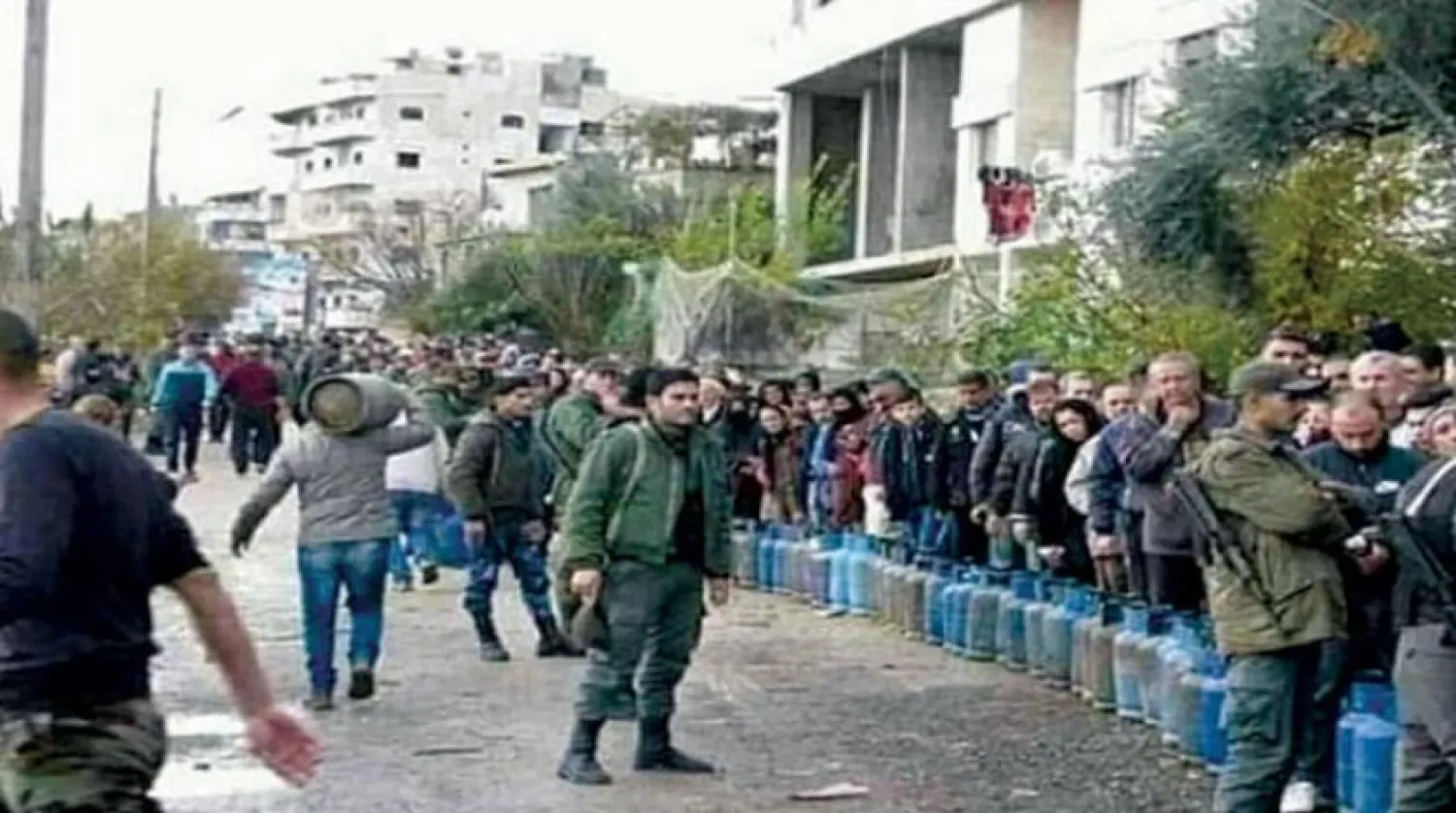 Şam ve kırsalındaki gaz kuyrukları (Sosyal medya)