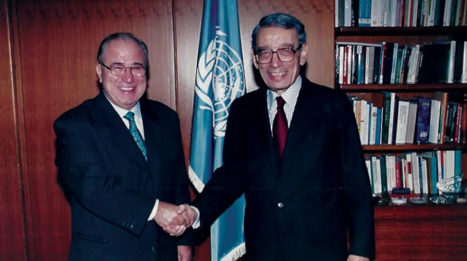 Samir Sanbar with former UN Secretary-General Boutros Boutros-Ghali.