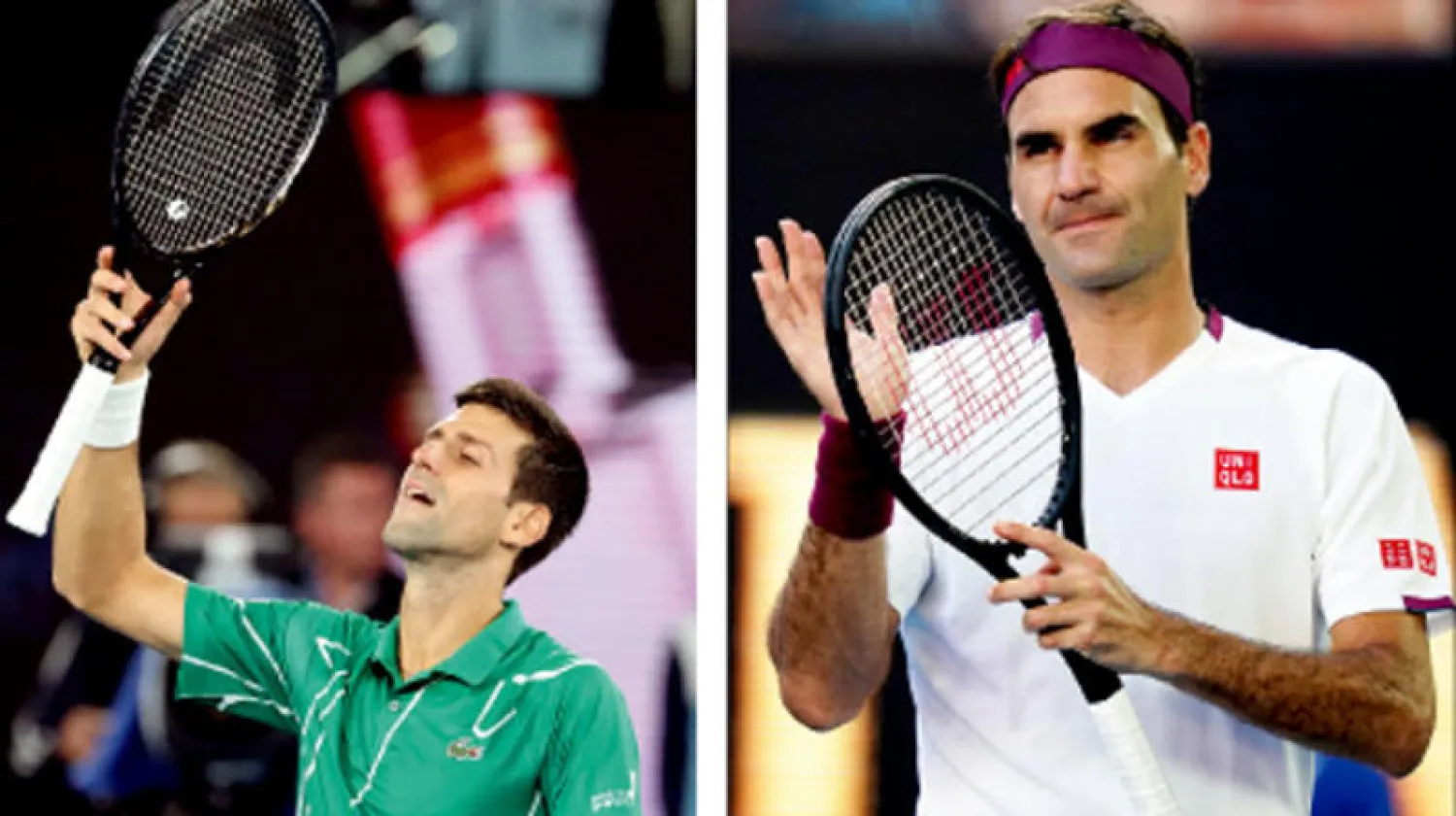 فيدرر نجا من السقوط أمام ساندغيرن (إ.ب.أ) - ديوكوفيتش يحتفل بانتصاره على راونيتش (أ.ف.ب)