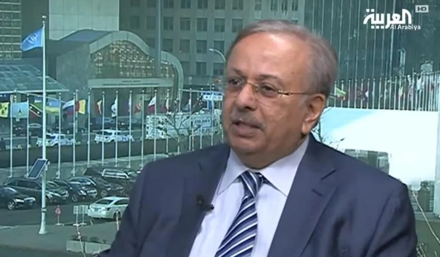 عبد الله المعلمي المندوب السعودي لدى الأمم المتحدة في نيويورك لدى تحدثه إلى قناة «العربية»