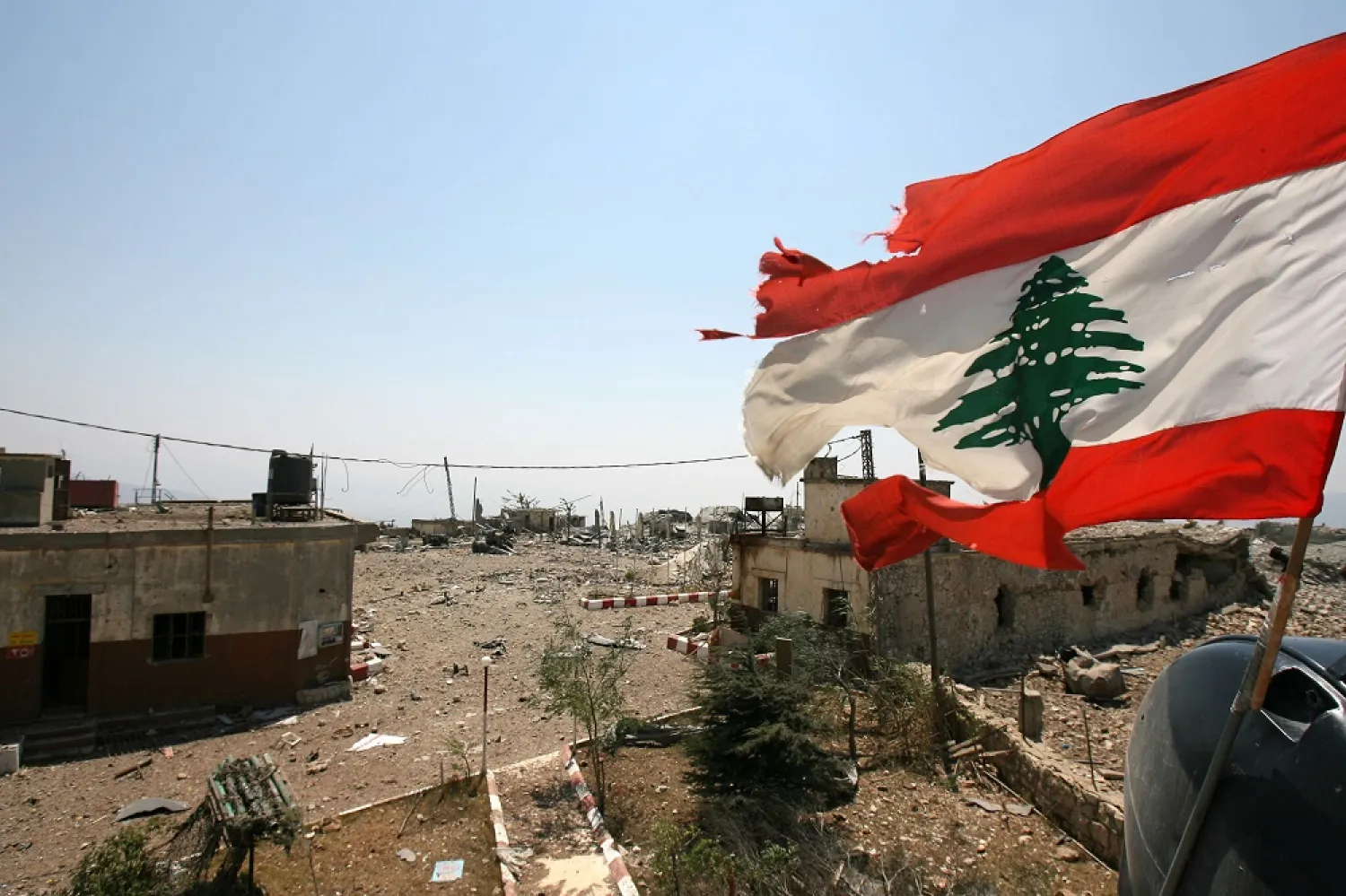 A Lebanese flag flies over Khiyam prison, in the southern town of Khiyam, Lebanon, August 16, 2006. (AP)