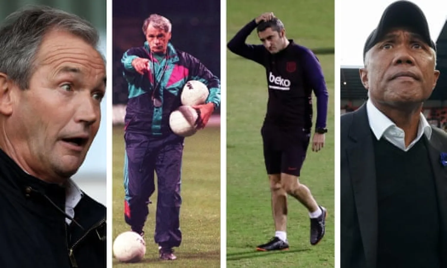  George Burley, Bobby Robson, Ernesto Valverde and Antoine Kombouaré have all been given their marching orders while top of the league. Composite: Reuters, Empics, Rex, AFP via Getty Images
