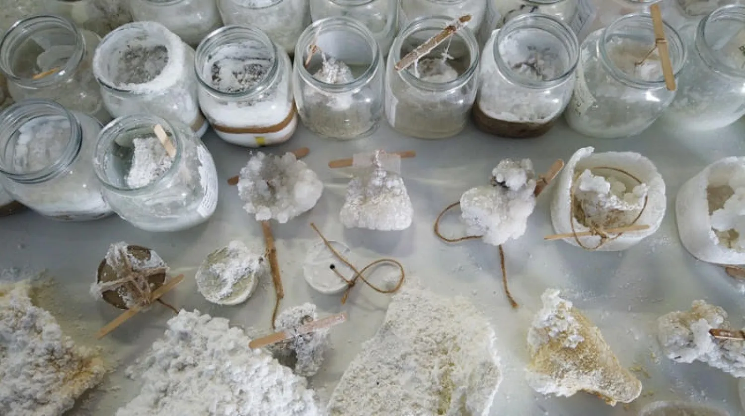 يركز الجناح على استخدامات الملح والمركبات المعدنية (تصوير: دينا الخطيب)