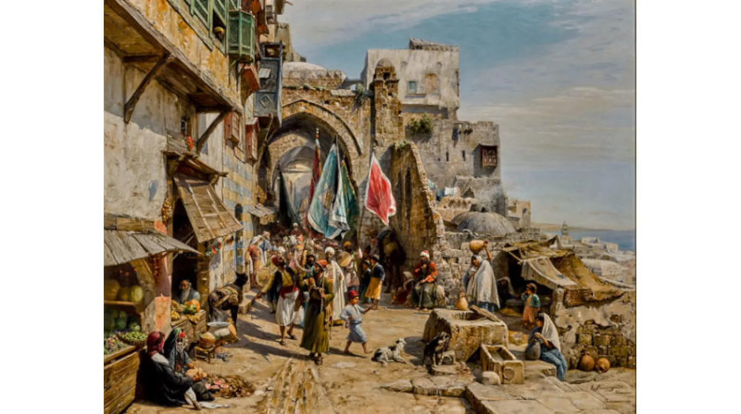 لوحة الرسام الألماني غوستاف باورنفايند بعنوان «موكب في يافا»