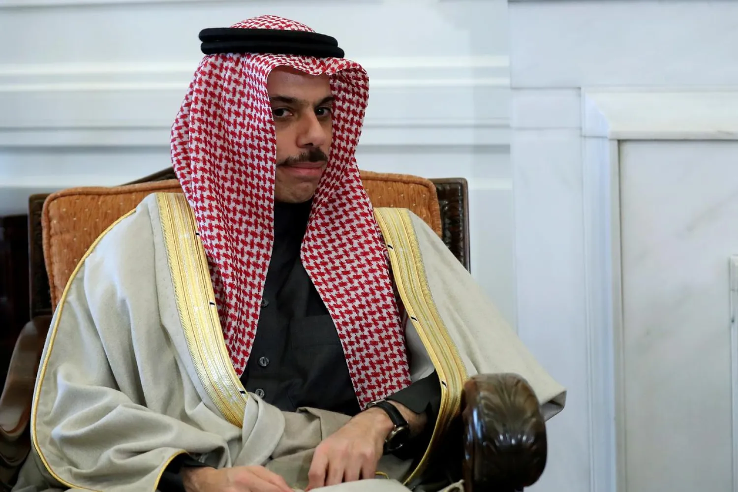 FILE PHOTO: Saudi Arabia's Foreign Minister Prince Faisal bin Farhan attends a meeting on January 24, 2020. REUTERS/Costas Baltas