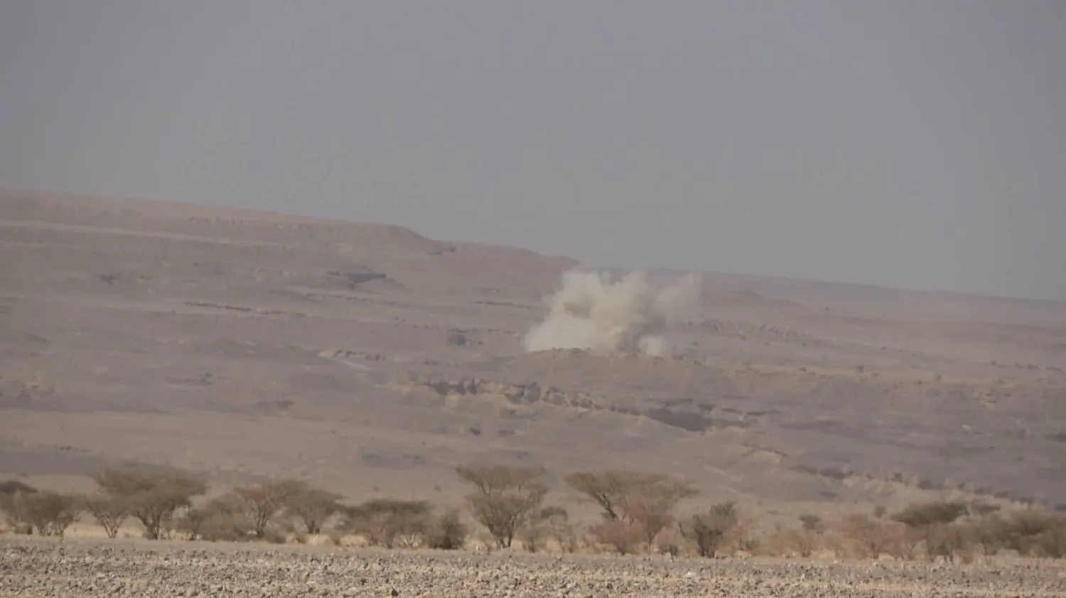 صورة متداوَلة على مواقع التواصل الاجتماعي لجانب من محافظة الجوف حيث يخوض الجيش اليمني مسنوداً بالتحالف معارك مع الميليشيات الحوثية