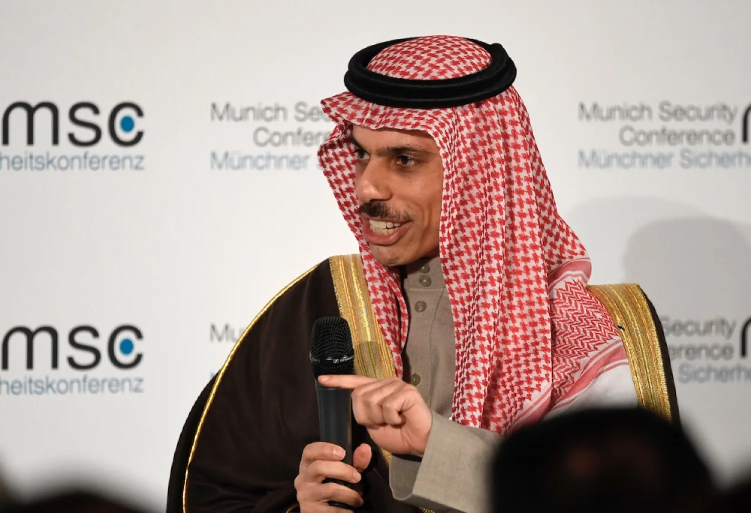 Saudi Foreign Minister Prince Faisal bin Farhan attends a panel discussion during the 56th Munich Security Conference in Munich, southern Germany, on Feb. 15, 2020. (AFP)